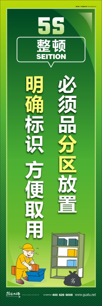 5s現(xiàn)場管理標(biāo)語 必須品分區(qū)放置，明確標(biāo)識，方便取用