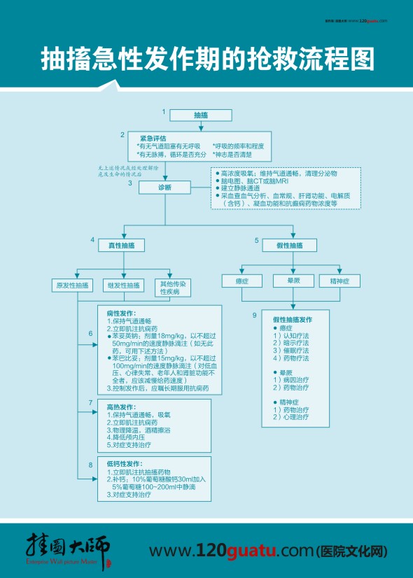 抽搐急性發(fā)作期的搶救流程圖 醫(yī)院搶救流程